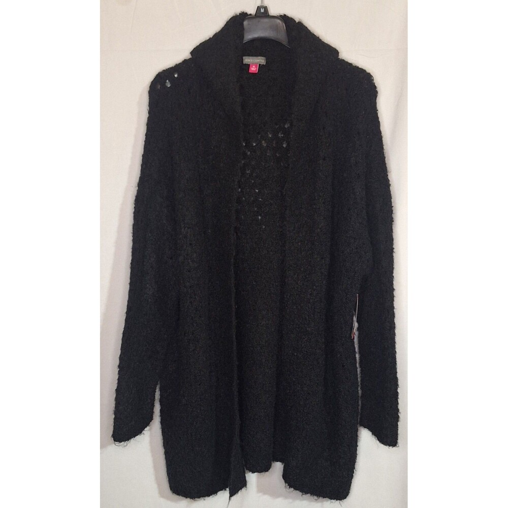 New Vince Camuto Women's Open-Front Black Hoodie Cardigan XL Cover Up